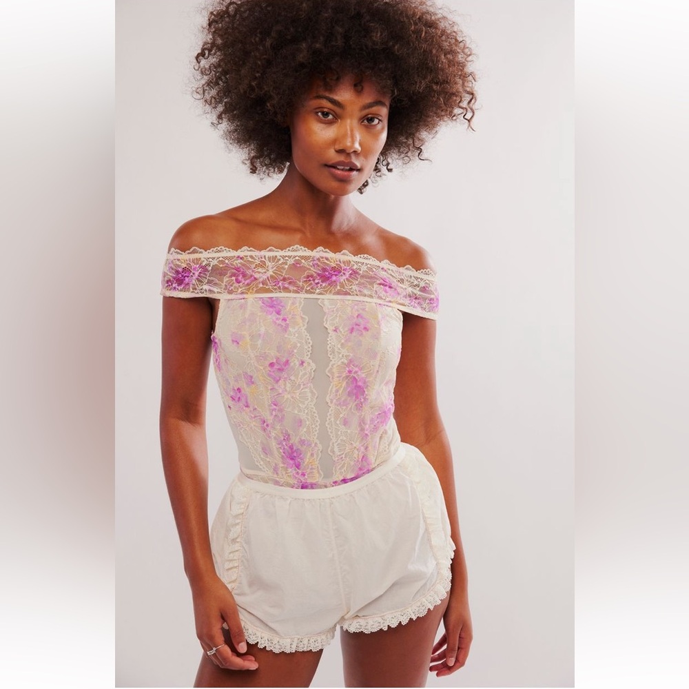 NWOT Intimately Free People spring soirée printed off shoulder bodysuit